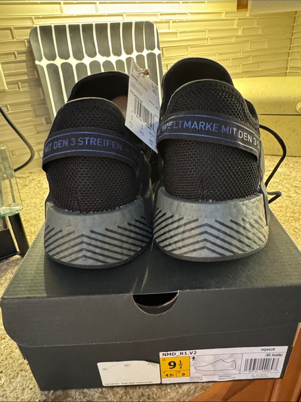 adidas Black Slip-On Mesh Sneakers with Navy Accent